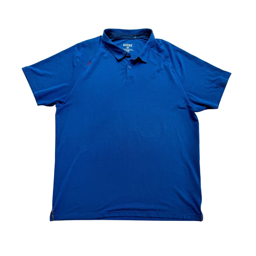 Rhone Delta Pique Polo Shirt Mens XL Blue Short Sleeve Athletic Golf Top